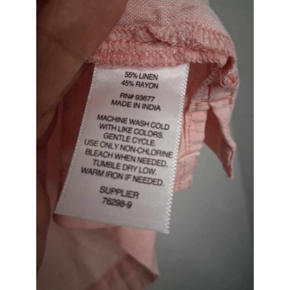 NWT ANA A New Approach Pink Linen Blend Button Front Camp Shirt Sz M Coastal - Picture 4 of 9